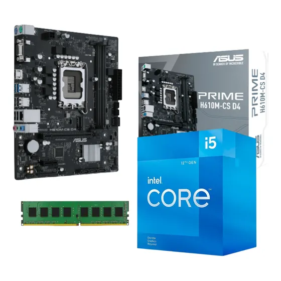 Kit Intel 12ª Geração I5 12400 C/ Vídeo Integrado H610 16gb