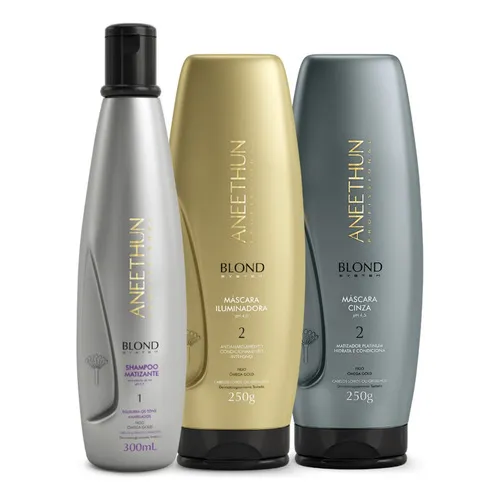 Kit Aneethun Blond System Sh M. + Mask I. + Mask Cinza 250g