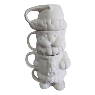 Torre Tazas Forma Santa Claus Cerámica Blanco Torre Tazas Forma Santa Claus Cerámica Blanco