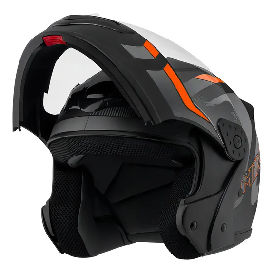 Capacete Robocop Escamoteável Fechado Mixs Gladiator Delta S Cor Cinza Laranja Fosco Tamanho do capacete 60