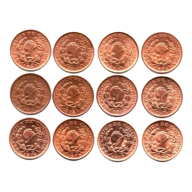 5 Centavos Set 1967 - 1978 12 Monedas Sin Circular