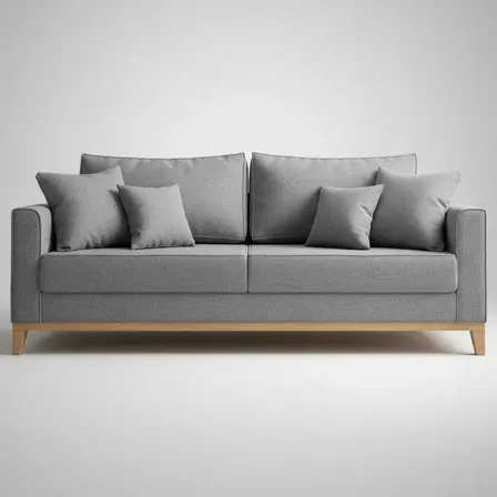 Sofá Living 1,80 Em Linho 3 Lugares Moove Moveis Cinza