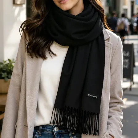 Cachecol Lenço Echarpe Pashmina Xale Feminino Preto Cores