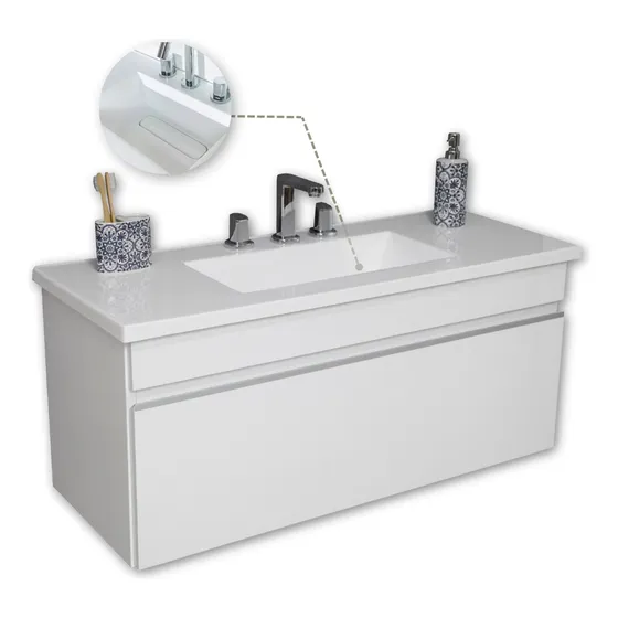Vanitory Colgante 100cm 1 Metro Laqueado Blanco Bernova