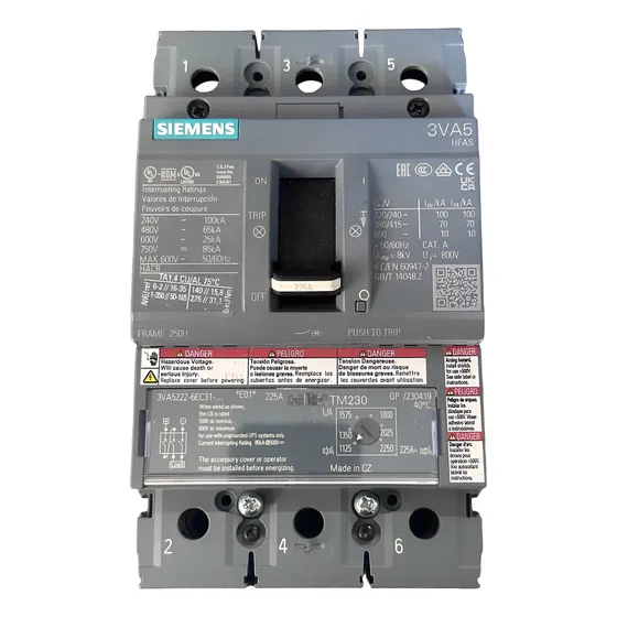Interruptor Termomagnetico 225 Amp Siemens 3 Polos Cn Zapata