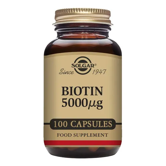 Solgar Biotin 5000 Mcg, 100 Cápsulas Vegetarianas, Promueve