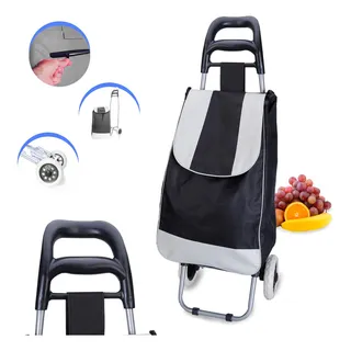 Carrinho De Feira DobrĂĄvel Preto 95x35x34cm - Dolce Home Carrinho De Feira DobrĂĄvel Preto 95x35x34cm - Dolce Home