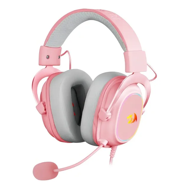 Auriculares gamer Redragon Gamer Zeus X H510-RGB rosa con luz LED