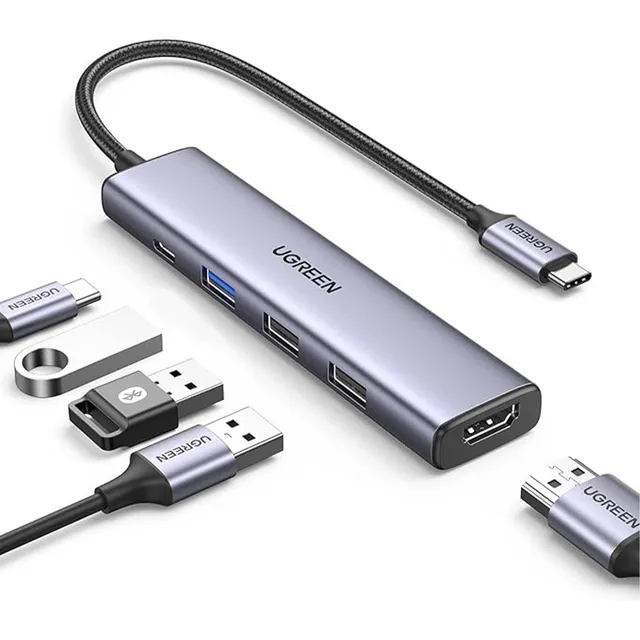 Adaptador Hub Usb-c 5 En 1 Hdmi 4k, 3 Usb Y 1 C 100w Ugreen