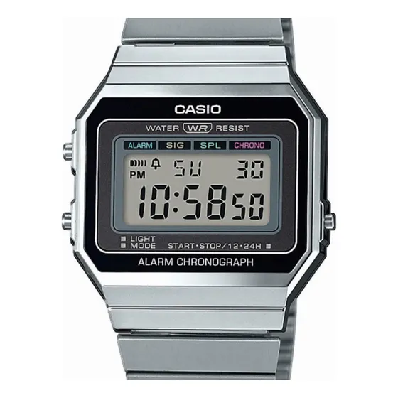 Reloj Casio A-700w-1a Cuarzo Unisex Color de la correa Plateado Color del bisel Plateado Color del fondo Gris