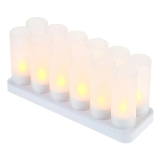 Juego De 12 Velas Recargables Led Parpadeantes Sin Llama. Juego De 12 Velas Recargables Led Parpadeantes Sin Llama.