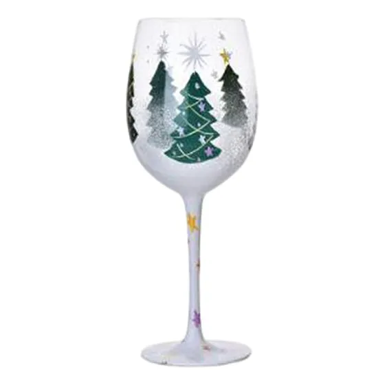 Vasos De Vino Navideños, Vasos De Cristal Con Estilo C