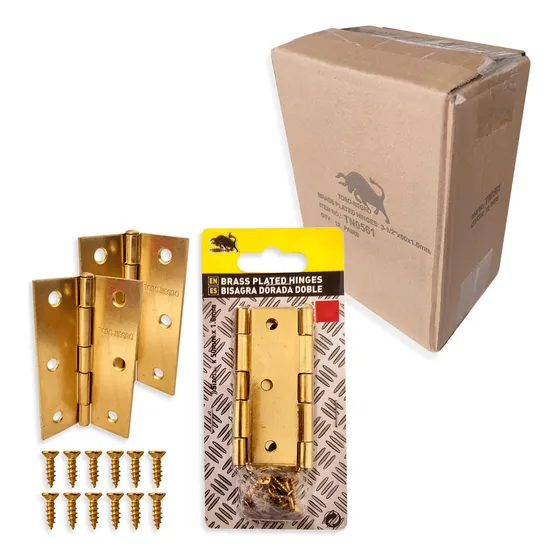 Pack 12 Pares Bisagra Galvanizada Zincada 3,5p + Tornillos