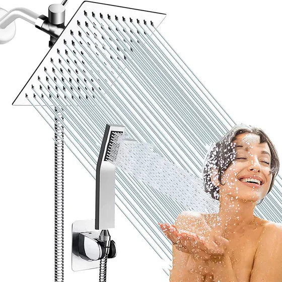 Regaderas Para Baño Alta Presion De Telefono 20cm Genérica Bz857l Cuadrada Plateado Brillante