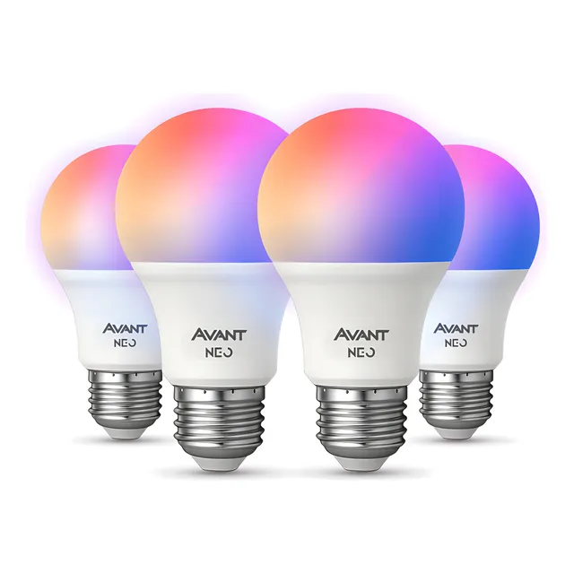 Kit 4 Lampadas Led Pera Smart Inteligente Wi Fi 2.4ghz Alexa Google 10w Rgb 2700k/6500k Branco Quente/neutro/frio E27 Cod: 290028177-4 Avant Neo 127/220v