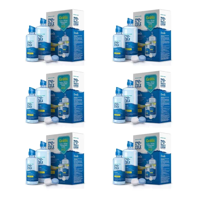 6x Kits Renu Fresh 355ml + 120ml + Estojo Para Lentes