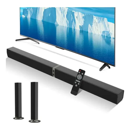 Barra de Sonido COWIN KY2020D 60W 2.1 Desmontable Canales Bluetooth HDMI AUX Negra Con Control, 360° Surround Sound Experience