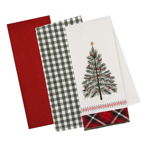 Go 3 Toalla Cocina Para Decoracion Navidad 1 Mano Arbol Verd
