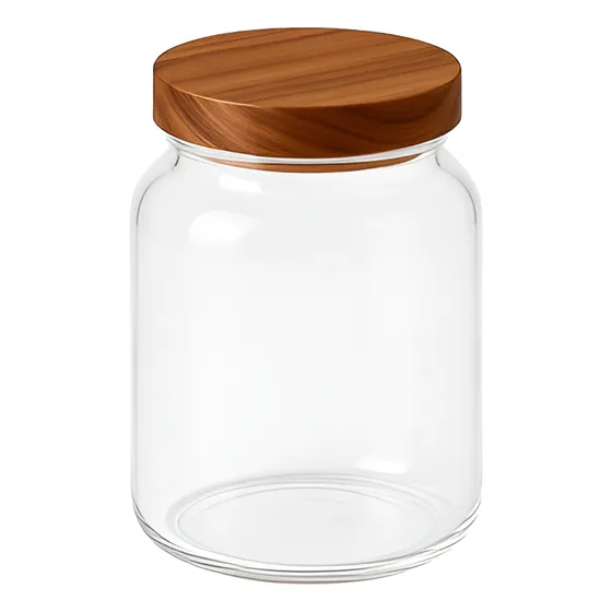 Frasco Contenedor Hermetico Vidrio Tapa Bambú 1300ml Cocina