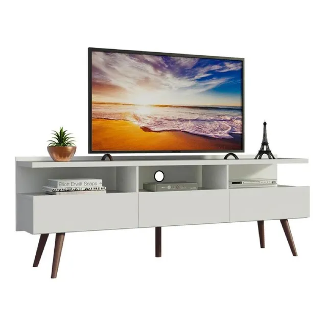 Mueble Mesa Para Tv Rack Madesa Londres Hasta 65'' Color Blanco