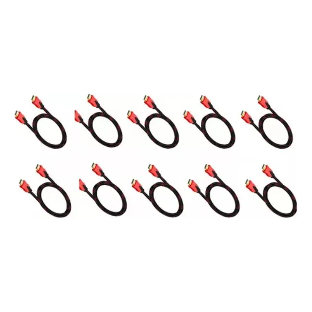 10 Pzs Cable Hdmi Genérico 10m Negro/rojo Full Hd Tv