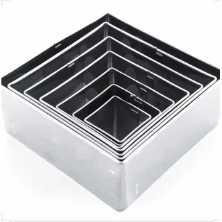 Kit Jogo Aro Cortador Quadrado Inox Com 7 Peças 4 Cm Kit Jogo Aro Cortador Quadrado Inox Com 7 Peças 4 Cm