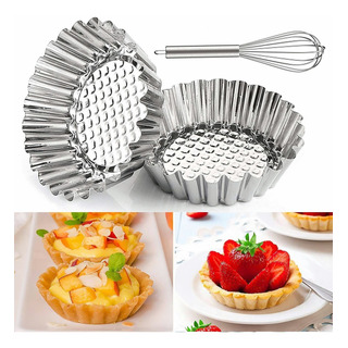 24 Pzs Moldes Mini Tartas De Acero Inoxidable Reutilizable 24 Pzs Moldes Mini Tartas De Acero Inoxidable Reutilizable