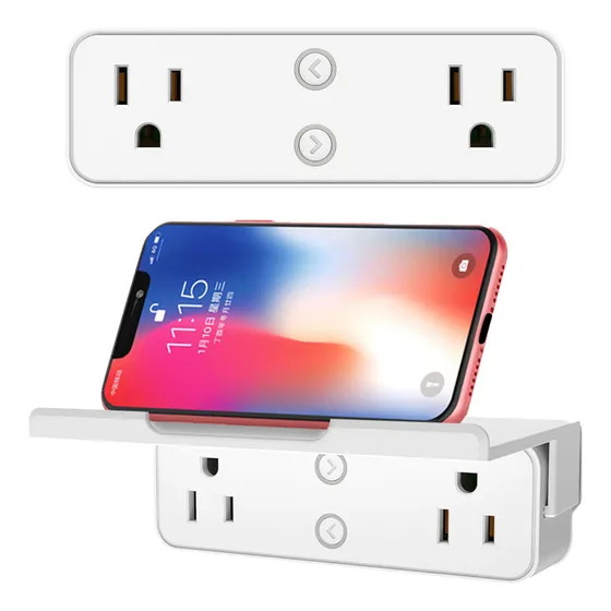 Contacto Doble Inteligente,multicontacto De Pared, App Tuya Color Blanco
