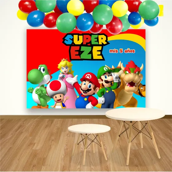Banner Candy Cumpleaños Fondo Mario Pokemon Paw Patrol 1.5x1