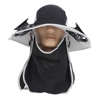 Gorro Solar Negro Negro Con Ala Ancha Con Ventilador De Ala Gorro Solar Negro Negro Con Ala Ancha Con Ventilador De Ala