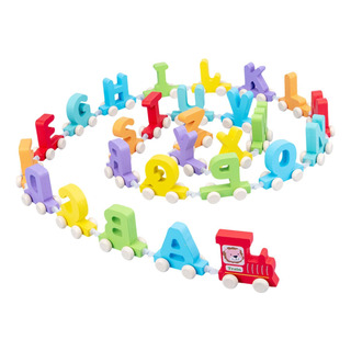 Juego De Trenes De Madera Apilables Con Alfabeto Abc, Juego De Trenes De Madera Apilables Con Alfabeto Abc,