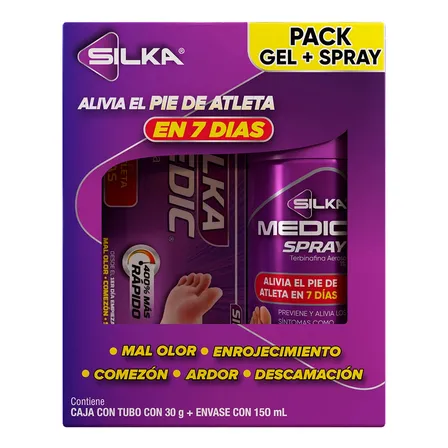 2 Pack Silkamedic Antimicótico Gel 30g + Spray 150ml Sin Fragancia