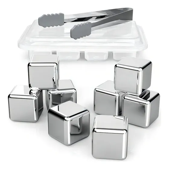 Cubos Hielo Set X8 Reutilizable Bebidas Licor Acero Inoxidab