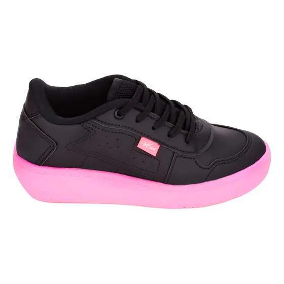Tênis Infantil Menina Kidy De Rodinha Com Led Preto Pink