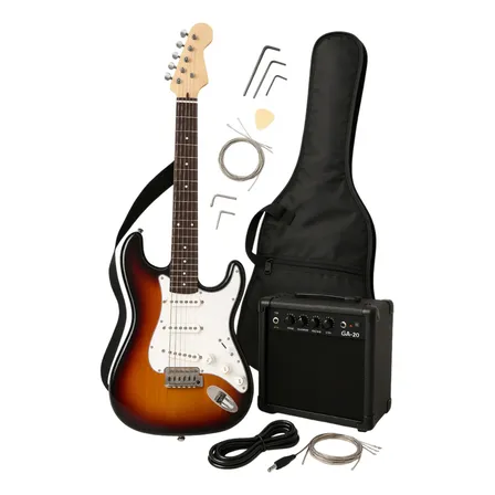 Guitarra Electrica Audiotek Con Amplificador Color Cafe
