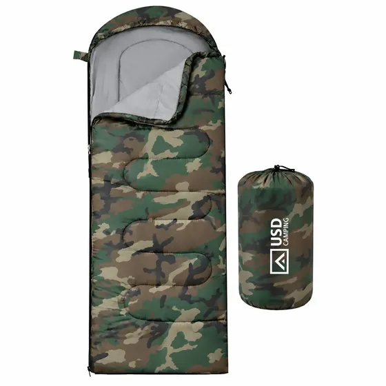 Saco De Dormir Camping Impermeável Usd Confortável 2,10m X 75cm C/ Bolsa De Transporte Cor Camuflado