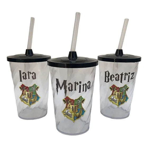 25 Copos Com Tampa E Canudo 400ml Personalizados 