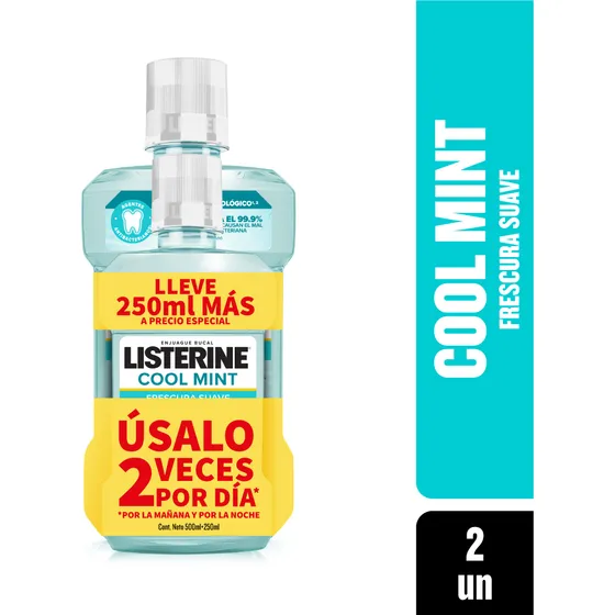 Pack Enjuague Listerine 500 y 250 Cool Mint Zero Alcohol