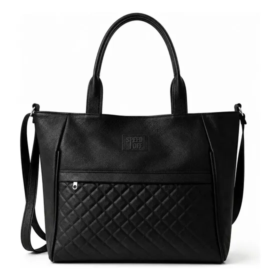 Cartera Grande Mujer De Cuero Eco Bolso Universitario Para Mujer Carteras De Mujer Amplia Negra Bandolera Tote Versatil... Negro Níquel Eco Cuero