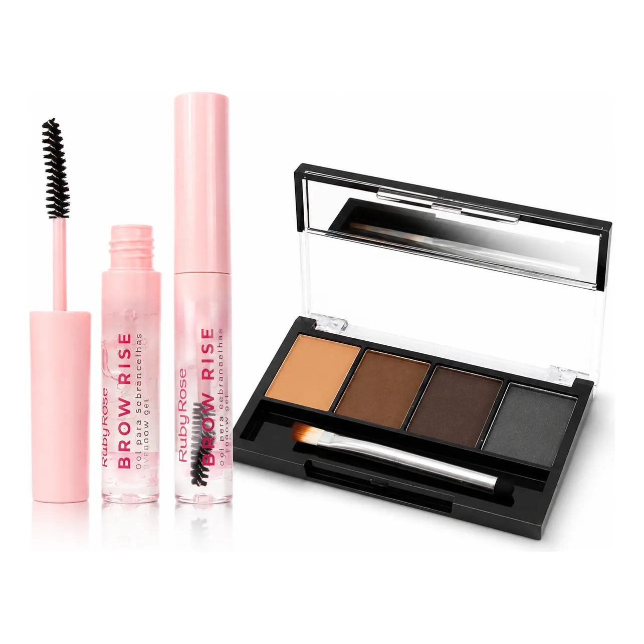 Paleta Sobrancelhas Ruby Rose Brow Rise 4 cores + Gel Fixador