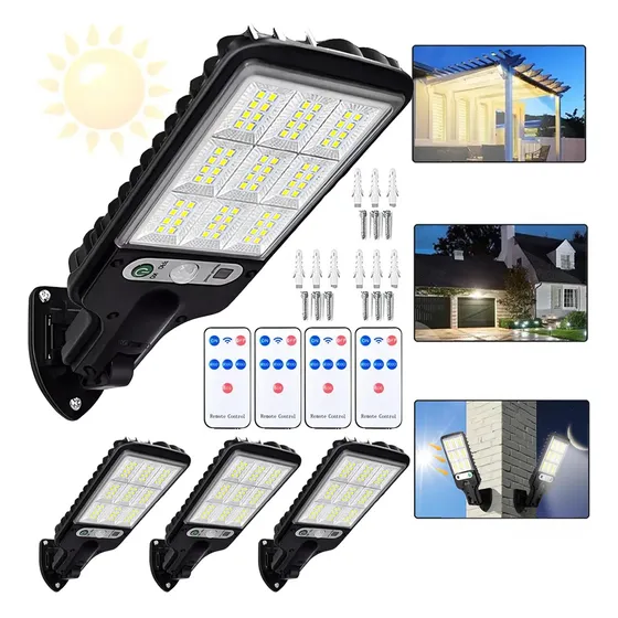 4pz Lámpara Solar Pared Exteriores Impermeable Sensor 3modos