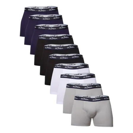 Kit Com 10 Cuecas Boxer Com Elástico Masculina Zorba Preto/marinho/grafite/branco Xg