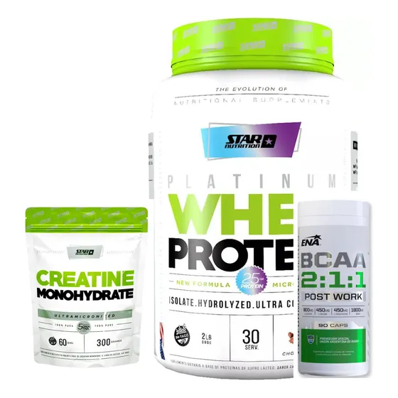 Premium Whey 1 Kg Star + Creatina 300 Grs + Bcaa 2000 Amino