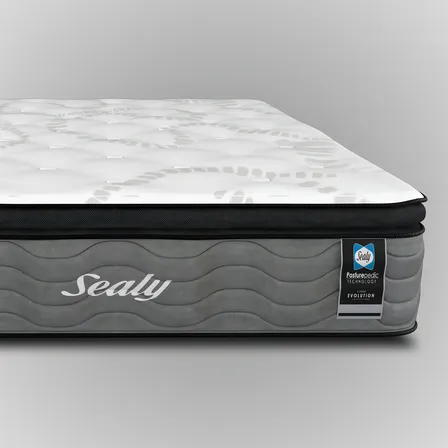 Colchón Sealy Matrimonial Posturepedic Linea Evolution Hipoalergénico/soporte Lumbar/antibacterial Blanco/gris