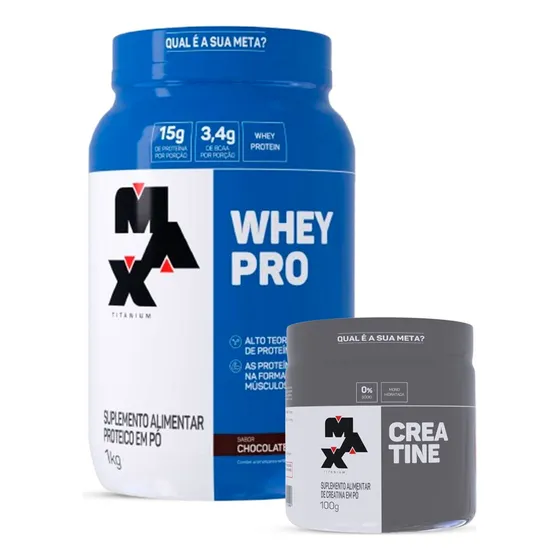 Combo Whey Pro Concentrado 1kg E Creatina 100g  Max Titanium