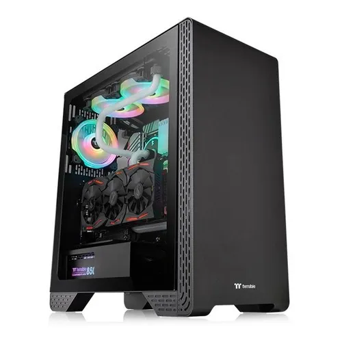 Gabinete Gamer Thermaltake S300 Tg 2x Fan Mid Tower Atx Color Negro