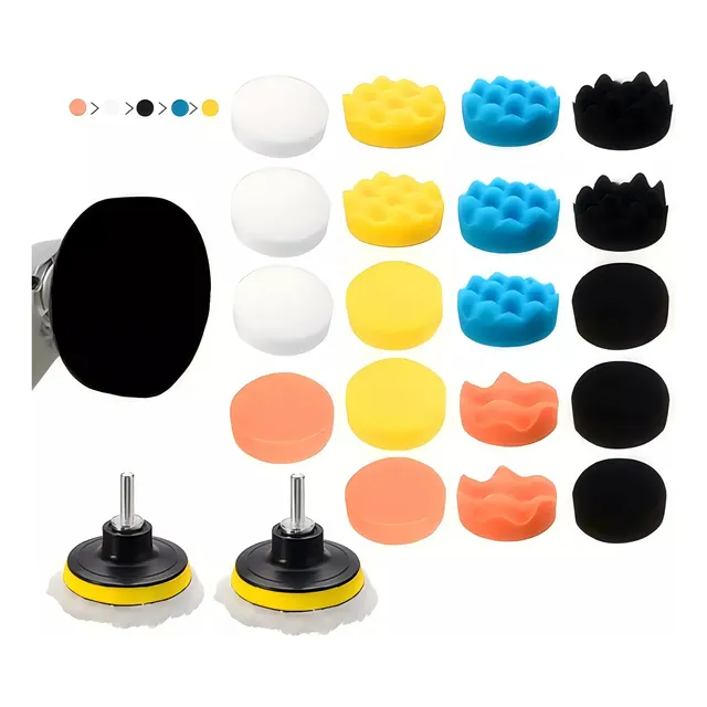 25 Pzas Kit Para Pulir Auto/borlas/taladro/esponjas De 3 In,