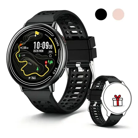 Relógio Inteligente WGP Smartwatch GPS Embutido Masculino Feminino Tela AMOLED 1,39" Bluetooth 5.3 Chamadas Telefônicas 107 Modos Esportivos Compatível com Strava Monitor Saúde Para Android iOS