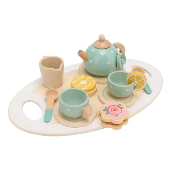 Juego De Té En Madera Verde
