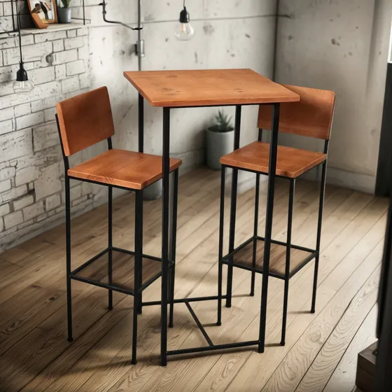 Jogo Bistrô Regulável 1 Mesa E 2 Banquetas - Hiper Promoção